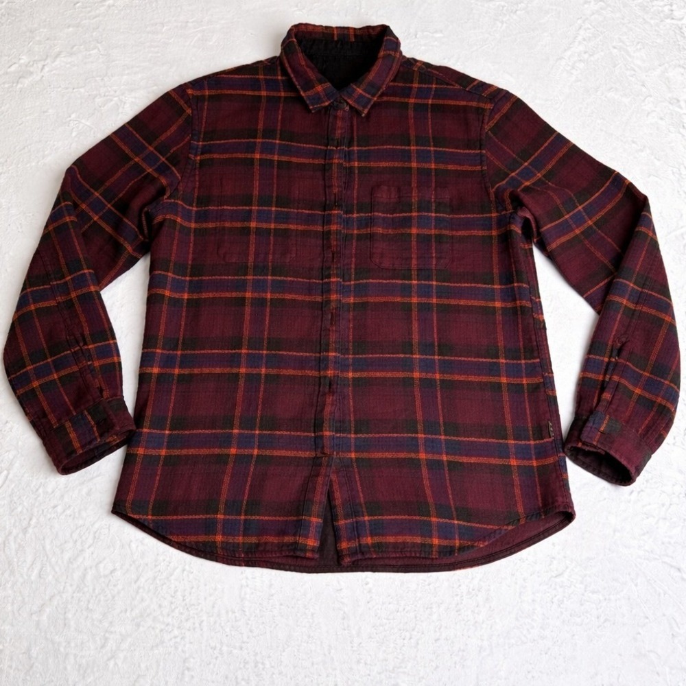 John Varvatos Star USA Mens Reversible Flannel Shirt Plaid Grunge Indie Sleaze L